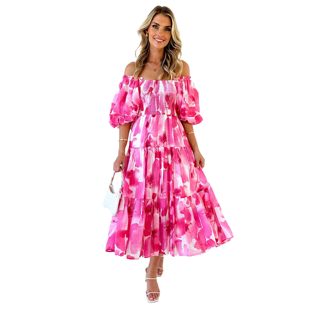 Women's Regular Dress Elegant Vacation Boat Neck Sleeveless Flower Midi Dress Daily Street display picture 33