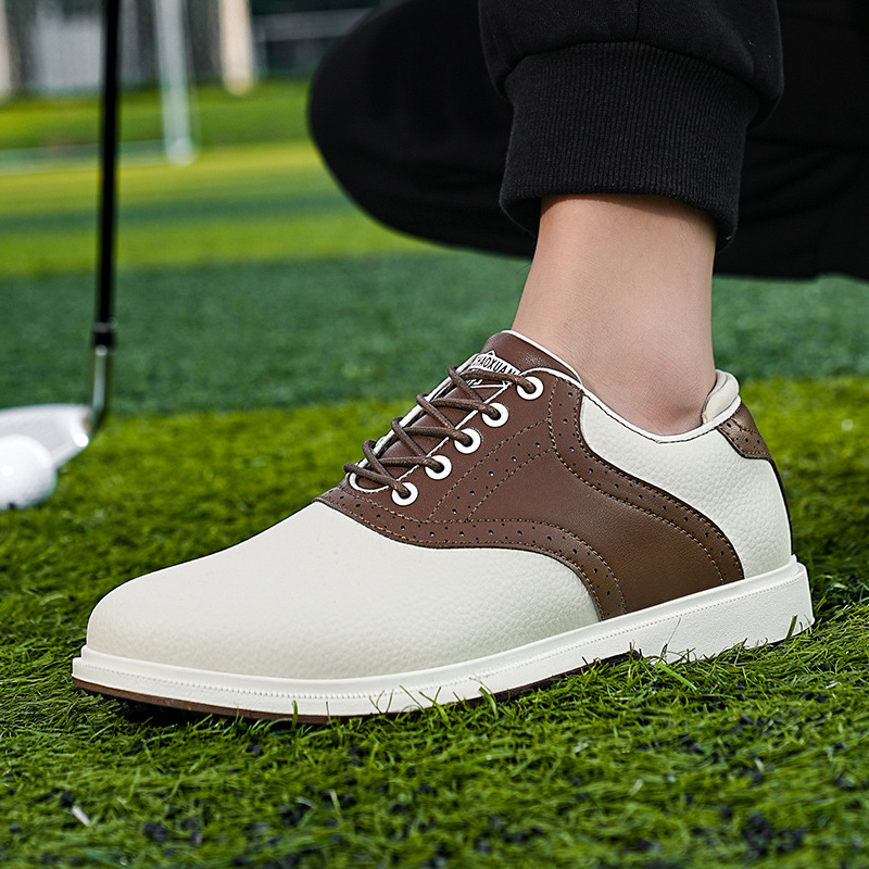 Foreign trade golf shoes non-slip light fixed spikes business British leather shoes comfortable sneaker men's plus size