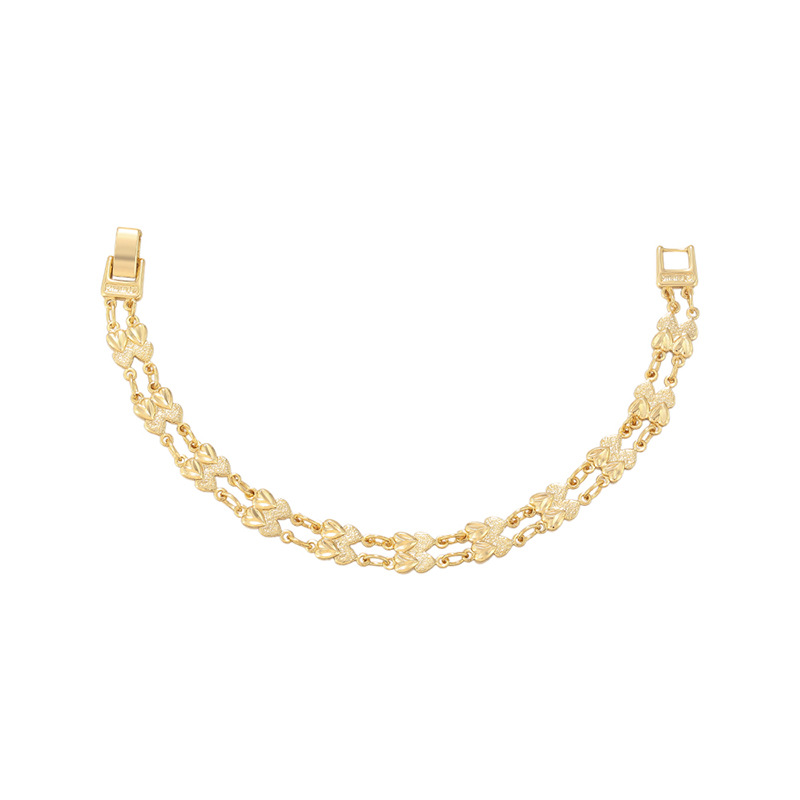 Pulsera de Doble Corazón de Aleación de Cobre con Baño de Oro de 14K para Regalo