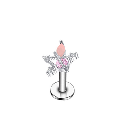 European and American piercing stainless steel AAA zircon lip nail ear cartilage nail 1.2*10 thread detachable simple trendy jewelry