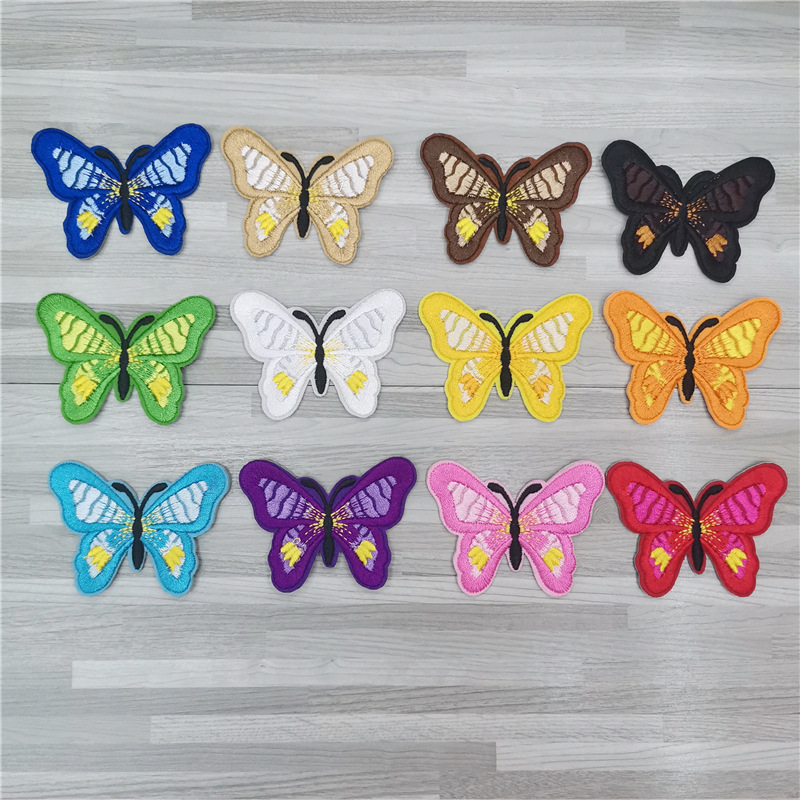 爆款卡通绣花红色布帖混装蝴蝶刺绣布贴补丁贴手工DIY辅料贴布绣