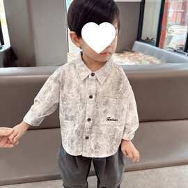 柔软纯棉男童痞帅长袖衬衫韩版秋季新款中小童宝宝洋气扎染衬衣