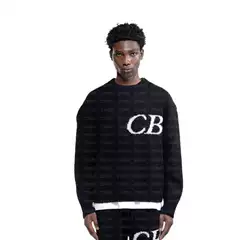 2024 European and American Winter New Niche Letter Jacquard Sweater Comfortable Casual Loose Crewneck Pullover Sweater