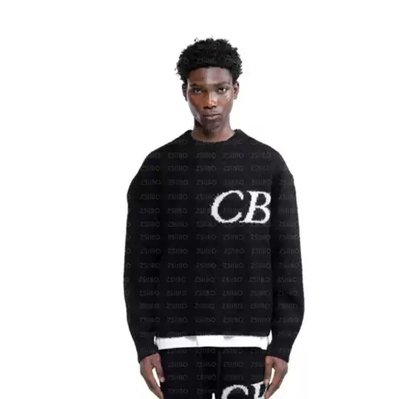 2024 European and American Winter New Niche Letter Jacquard Sweater Comfortable Casual Loose Crewneck Pullover Sweater