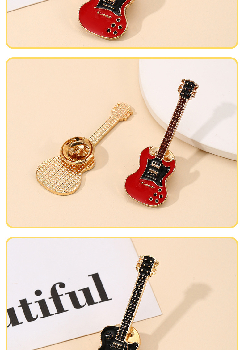Enamel Design Casual, Simple Style Style Casual Simple Style Pin Guitar Alloy Enamel Unisex Brooches