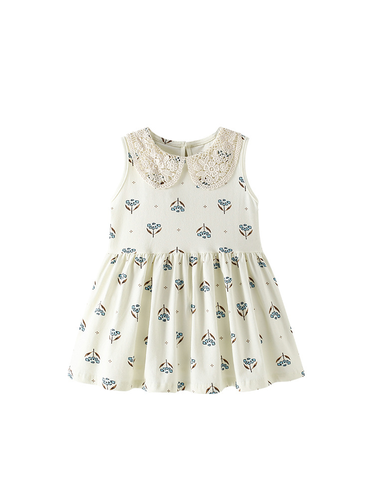Malwee transfronterizo nuevo vestido de niñas, vestido de niñas de encaje dulce, suave y cómodo, niña europea y americana, niños de mediana edad