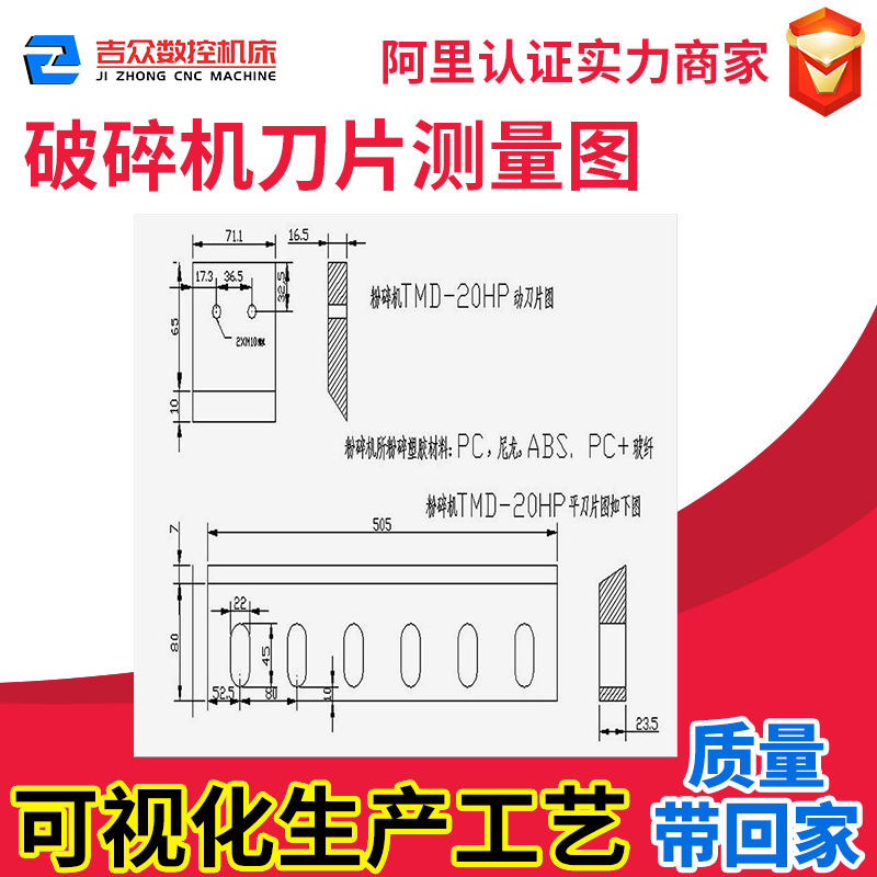小型塑料粉碎机刀片破碎机机械刀片不崩口不卷口厂家非标组合锻打