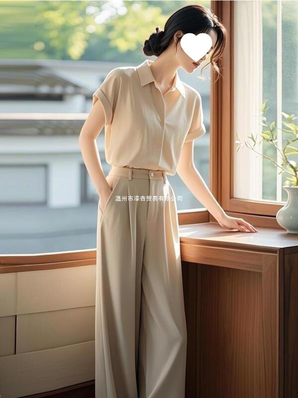 Heygirl Low-Price Clearance Outlet High-End Stylish and Professional Women's Summer Shirt and Pants Two-Piece Set Heygirl Low-Price Clearance Outlet High-End Stylish and Professional Women's Summer Shirt and Pants Two-Piece Set