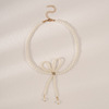 Brand small design universal elegant chain for key bag  with bow, necklace from pearl, light luxury style, trend of season