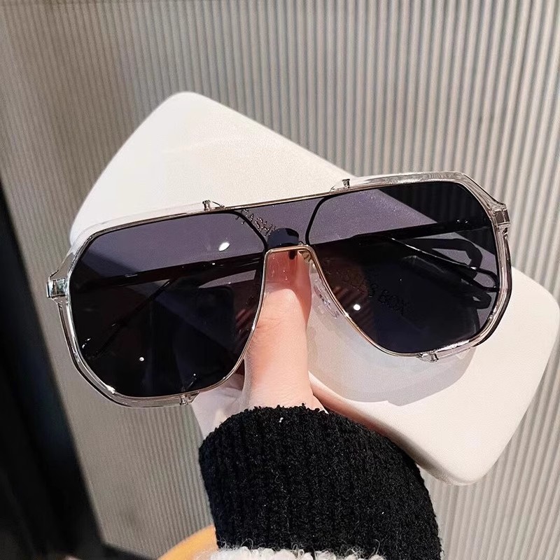 Domestic New Large Frame Sunglasses Trendy Double Beam Conjoined Multilateral Sunglasses Little Red Riding Book Same Style Anti-UV Glasses