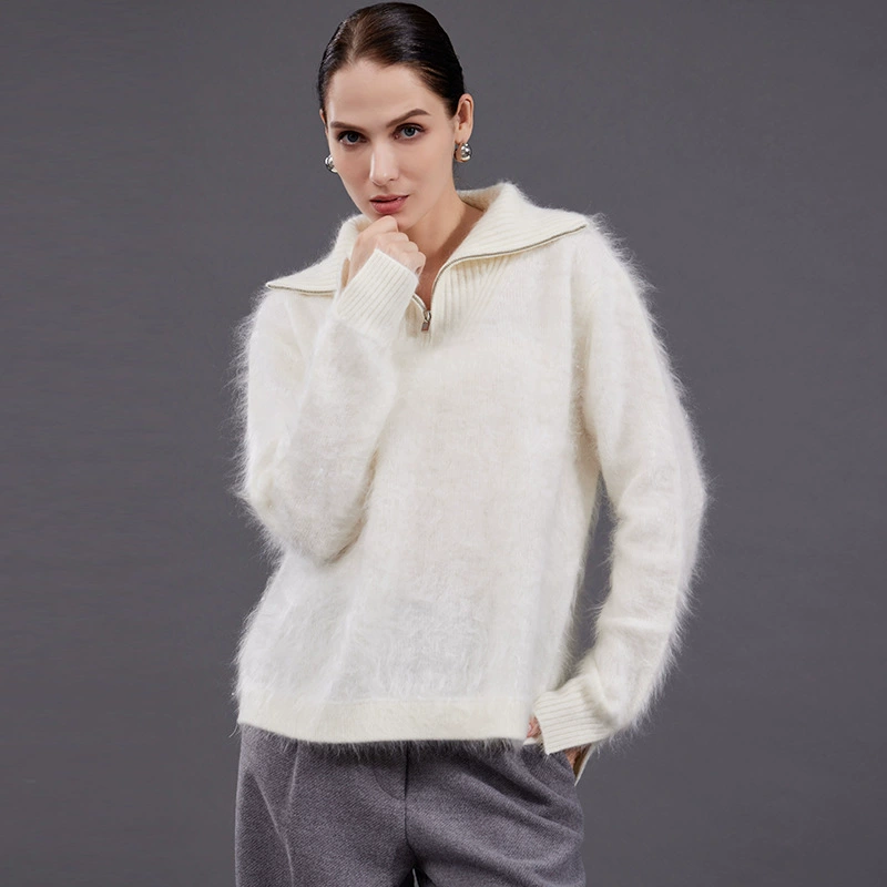 Утепленный женский свитер-жакет Consinee из чистого кашемира с начесом, пуловер на молнии до середины груди, вязаный топ с начесом для осени и зимы.