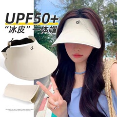 夏用一体型オープンフロントハット、日よけ帽子、女性用UVカットスポーツランニングサンハット、大きなつば付き