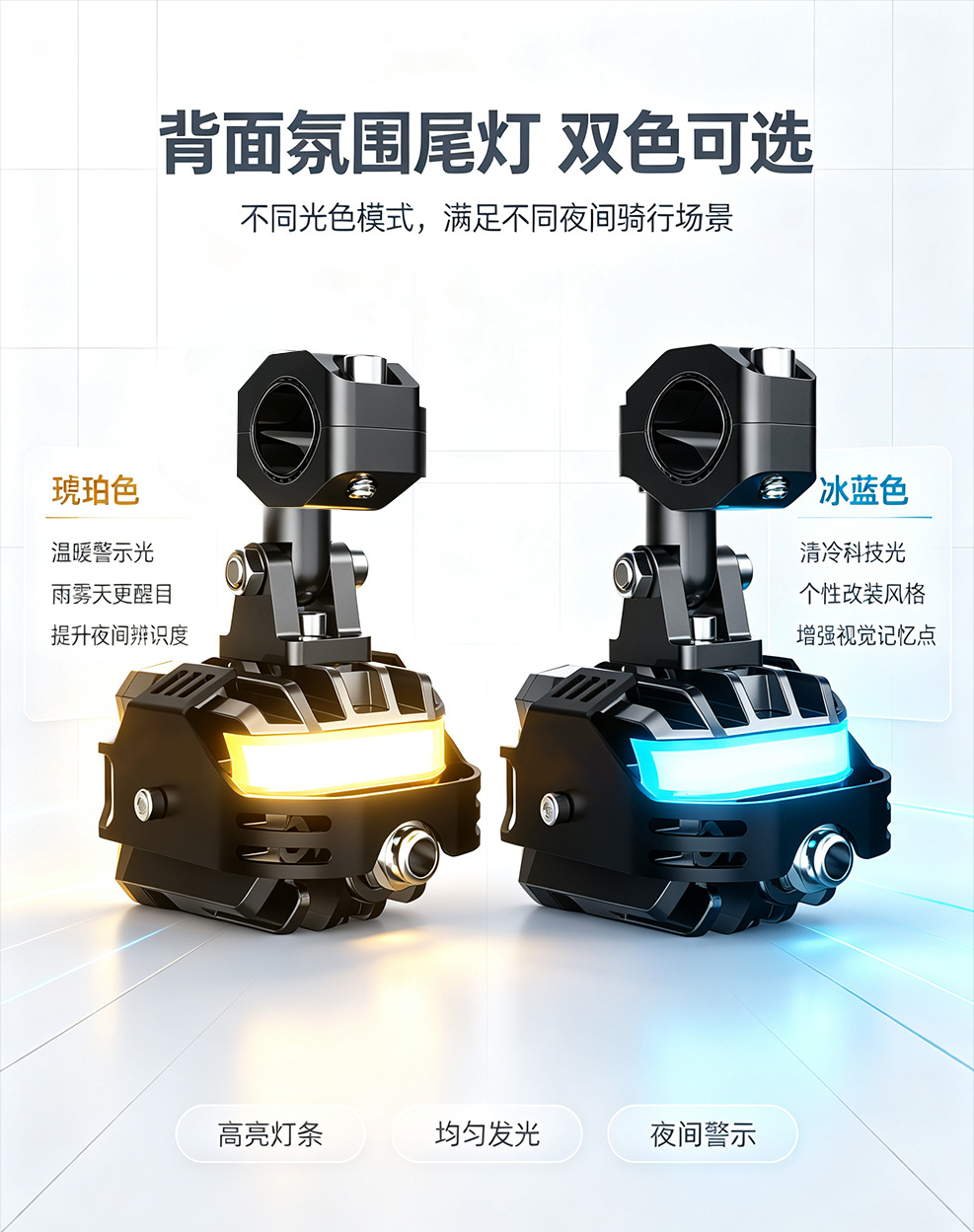Motorcycle LED Spotlight, Electric Vehicle High-Low Beam Lens Headlight, External Super Bright Road Illumination Spotlight