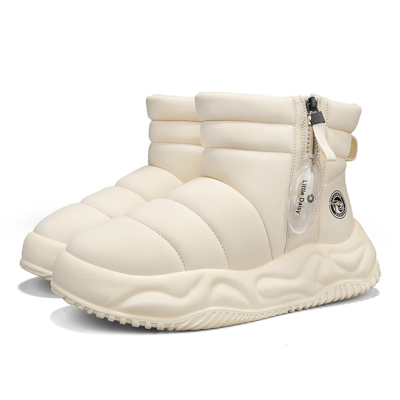 Invierno nuevos hombres de caña alta más botas de nieve de terciopelo suela gruesa aumento cremallera lateral cálido al aire libre a prueba de frío zapatos de algodón zapatos de hombre image 6