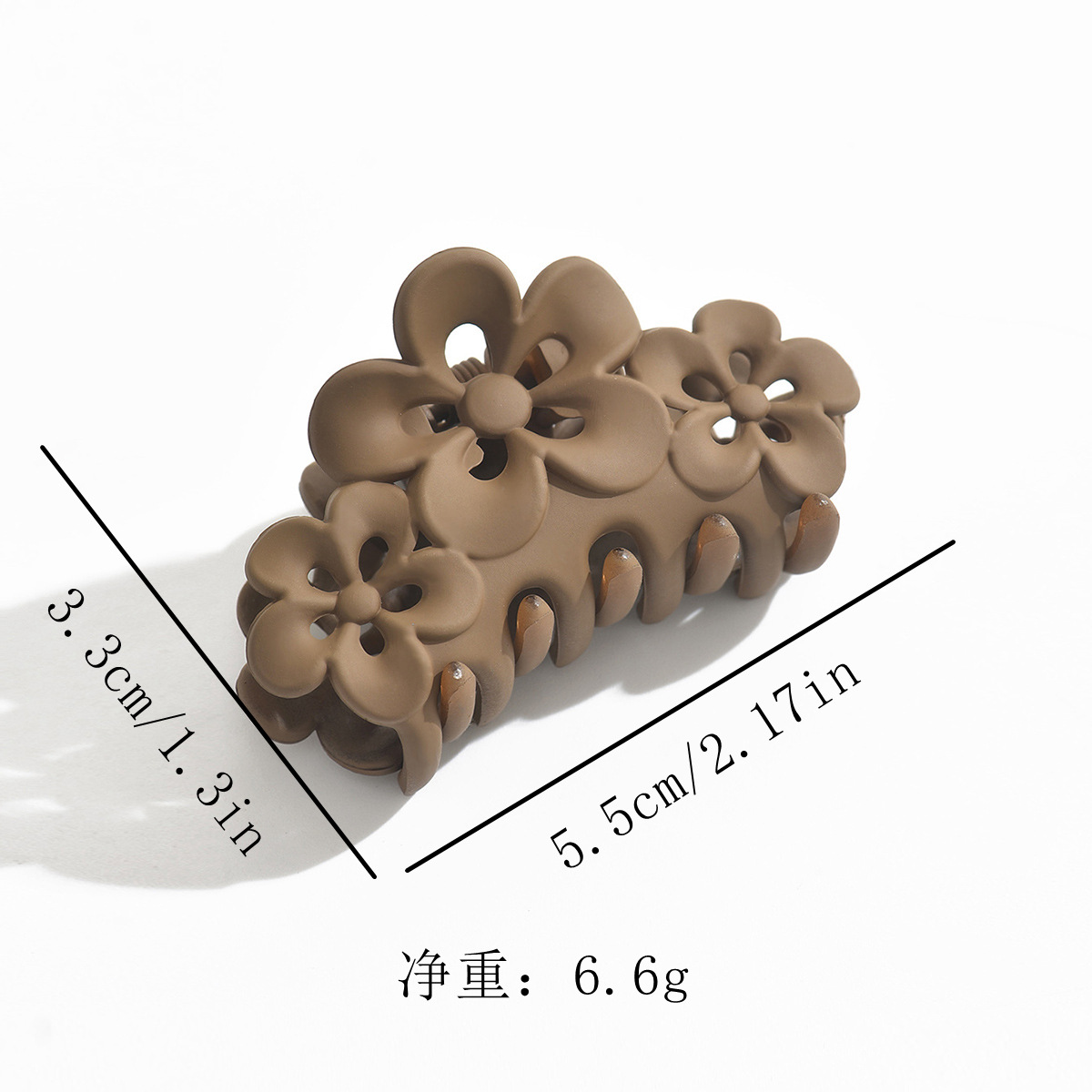 Flores de ciruela, clip de cabello medio, clip de cabello esmerilado negro, tres flores detrás de la cabeza, clip de cabello 5.5CM