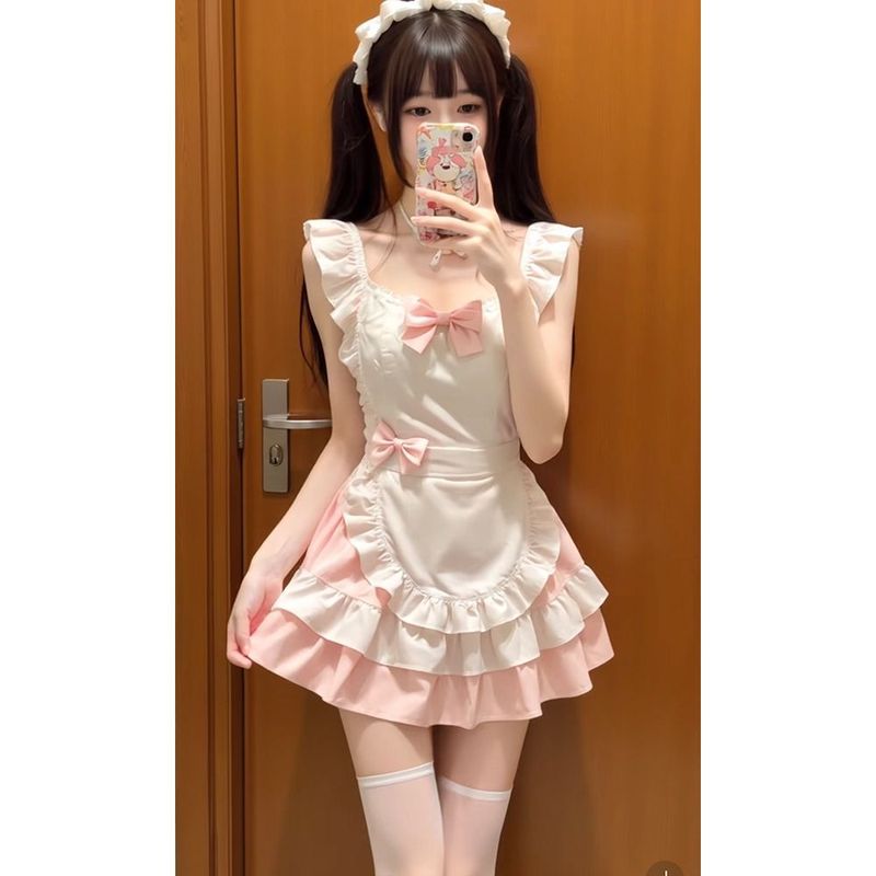 甘くてかわいい女の子cosメイド服ドレスショートスカートチュチュスカートケーキスカートリボンエプロンスーツ女性用|undefined