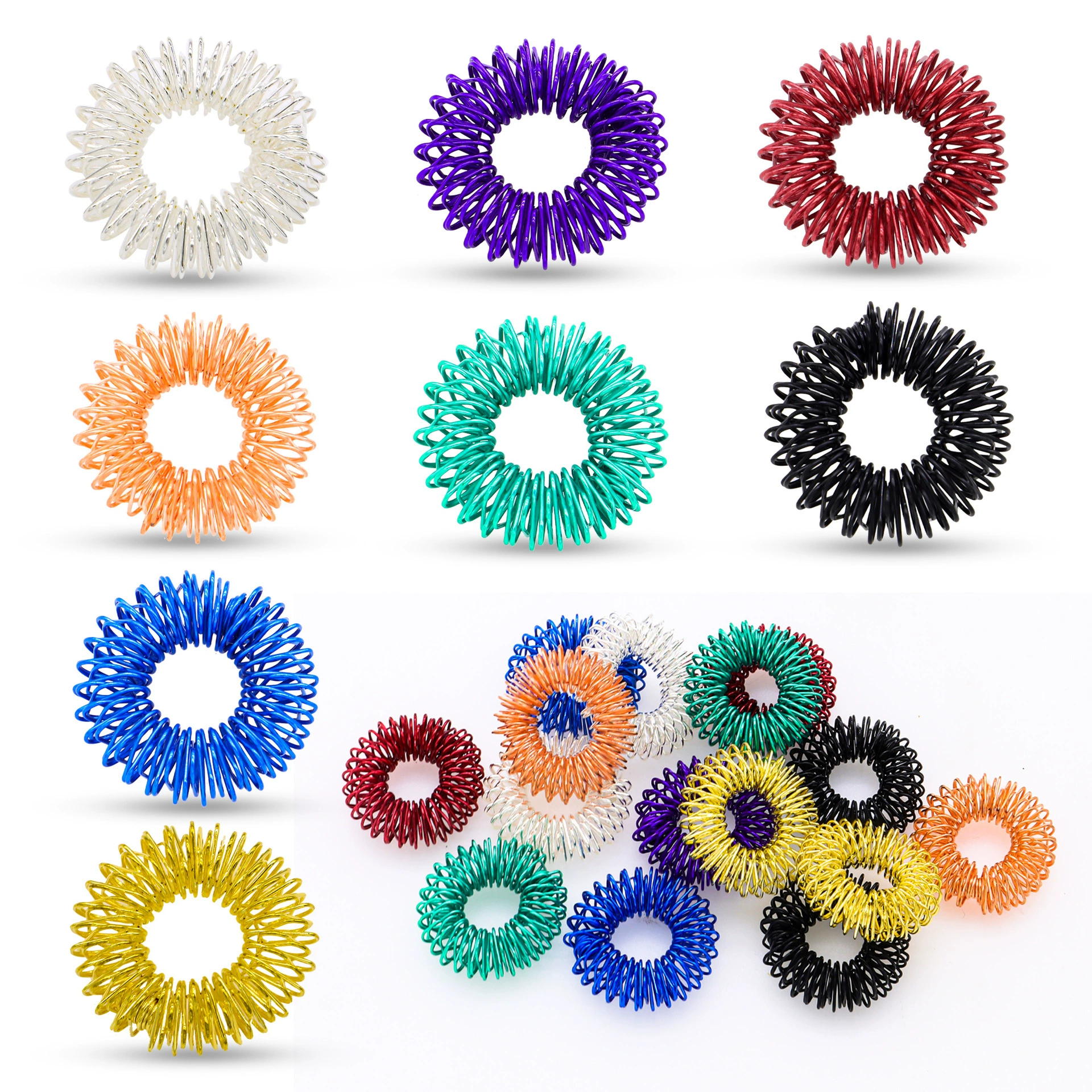 Миниатюрное пружинное массажное кольцо для пальцев, разноцветное, для снятия стресса