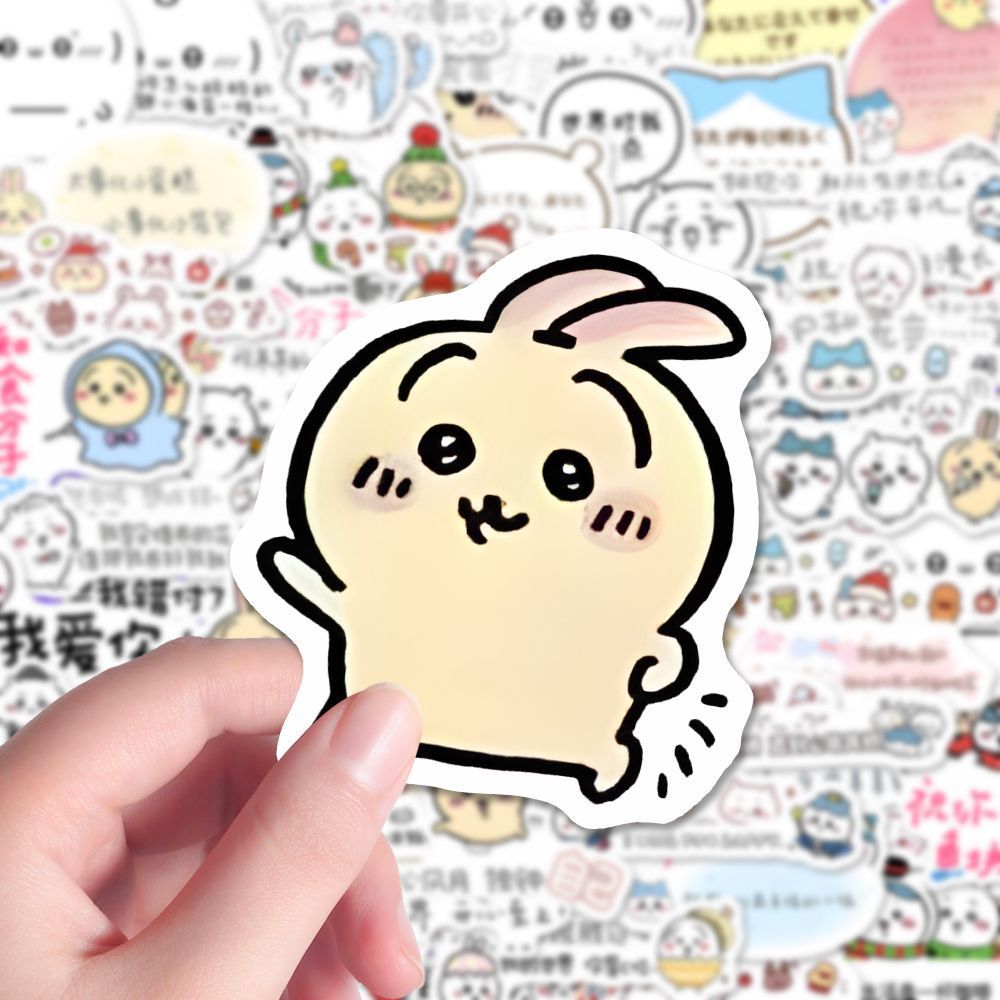 160 piezas de Chiikawa dibujo de fondo pegatinas lindas curación creativa decoración de teléfonos móviles manuscritos de taza de agua pegatinas impermeables