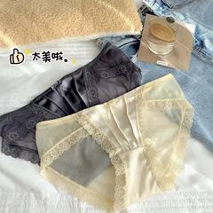 震え音が爆発した高颜値甘美で純粋な下着女子学生の薄いネット糸無痕レース少女氷糸三角パンツ