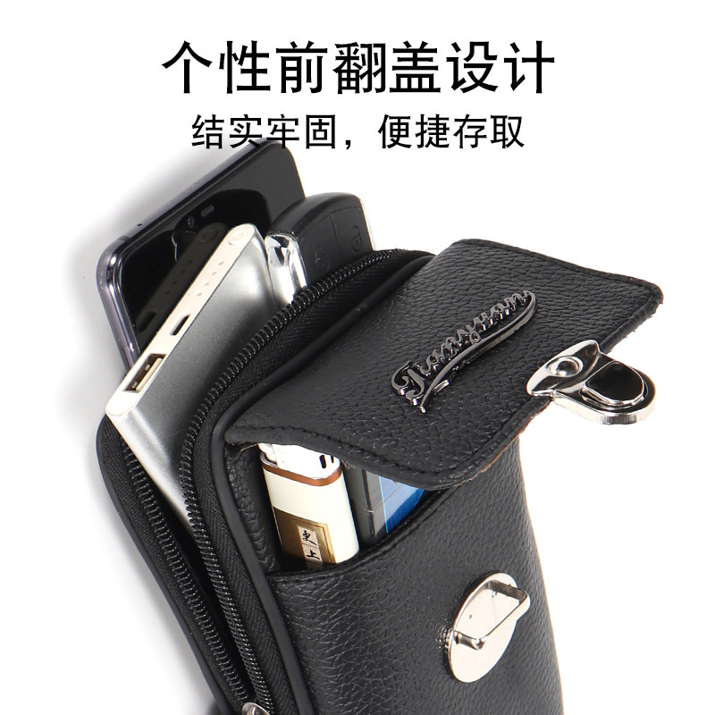 携帯電話のウエストバッグの男性はベルト防水耐摩耗性ウエストバッグを着て、縦型工事現場で仕事をしています。|undefined
