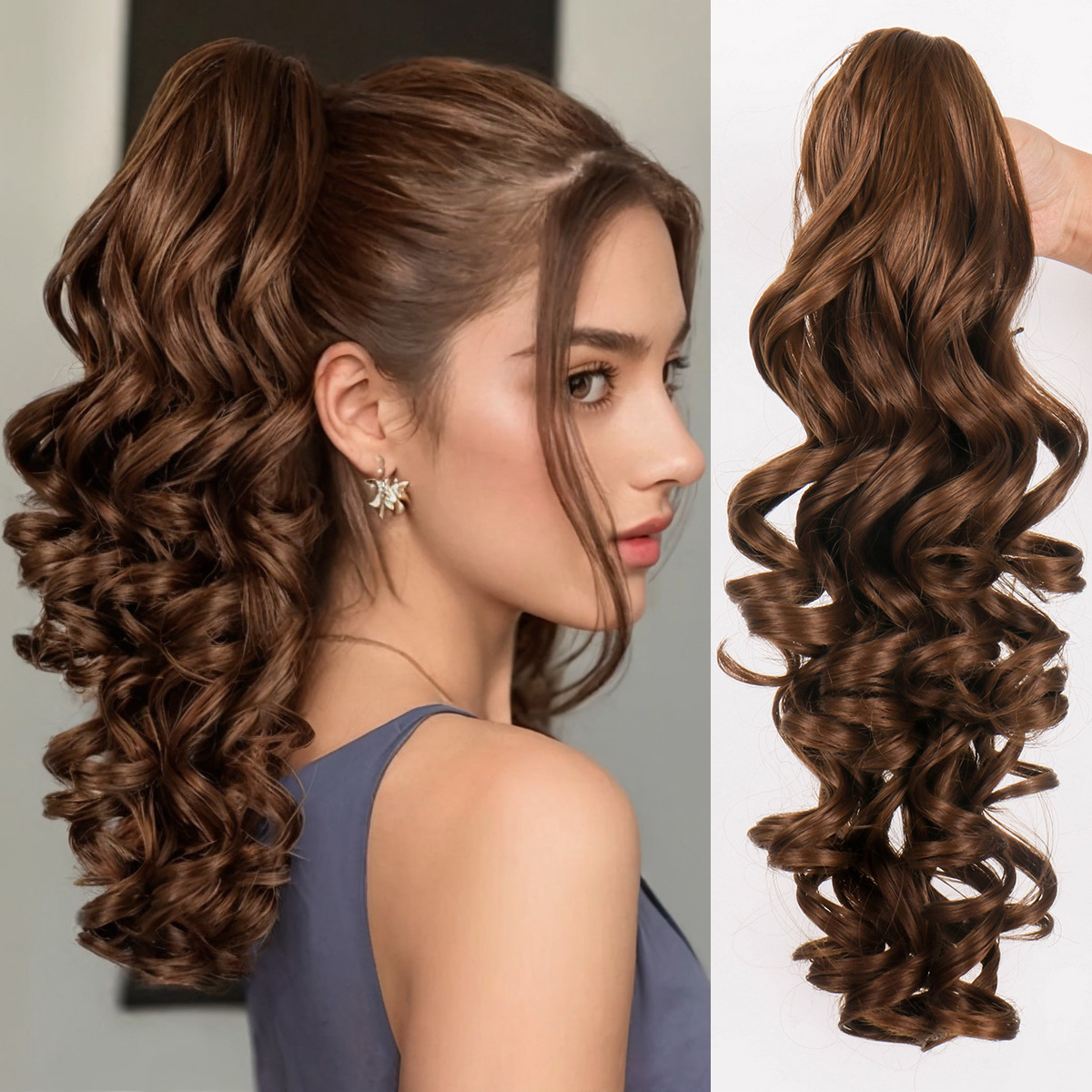 Multicolor opcional peluca cola de caballo gran clip de agarre largo cabello de caballo de la princesa europea y americana en stock de cola de caballo