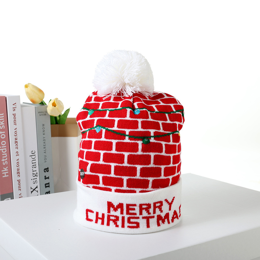 Sombreros de invierno y otoño transfronterizos de moda de Navidad sombrero de navidad sombrero de punto LED colorido luminoso caliente adulto