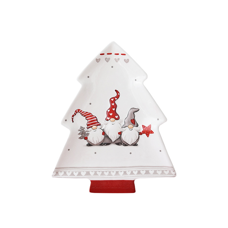 Papá Noel nórdico árbol de Navidad plato de árbol en relieve creativo platos de comedor dulces platos de bocadillos bandejas cubiertos