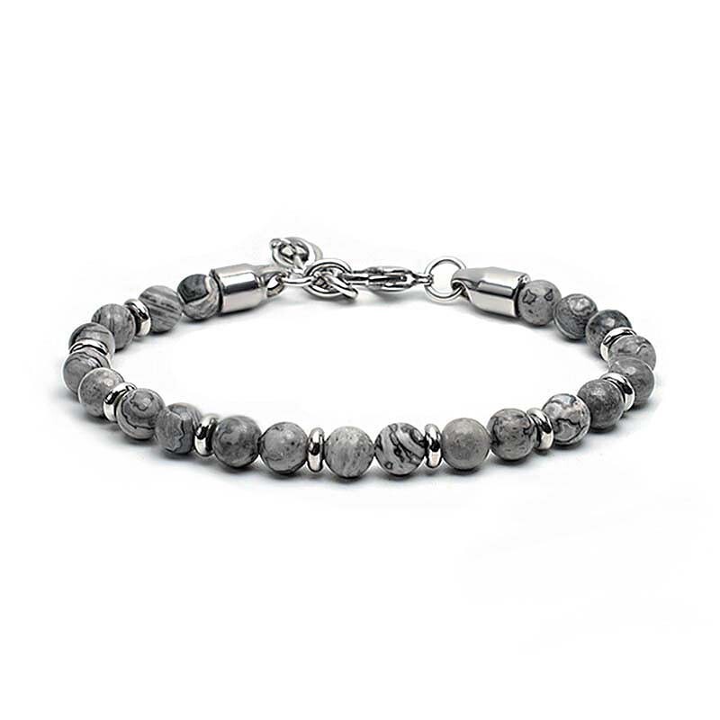 European and American stainless steel men's and women's map stone bracelet beaded fashion bracelet AliExpress wholesale