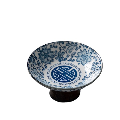Light luxury tea table blue and white ceramic high-foot tea tray Internet celebrity fruit tray living room home snack snacks tribute plate