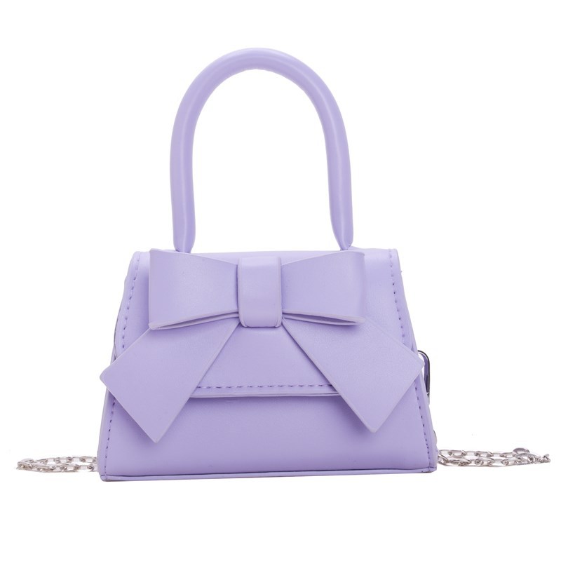 Bolso de princesa de estilo occidental Bolso de hombro para niña con lazo lindo de color sólido simple