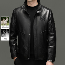 恒源祥冬季真皮羽绒山羊皮衣夹克新品水貂领高端时尚山羊皮外套潮