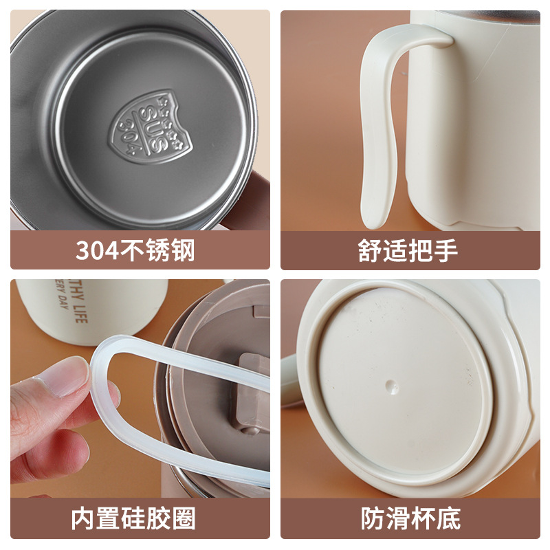 304 taza de acero inoxidable taza de agua de doble capa con tapa Oficina taza de té portátil taza de café de regalo con mango
