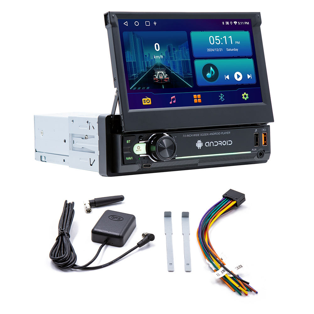 Pantalla retráctil de 7 pulgadas Android vehículo GPS navegación inalámbrica carplay vehículo inteligente control central máquina de navegación todo en uno