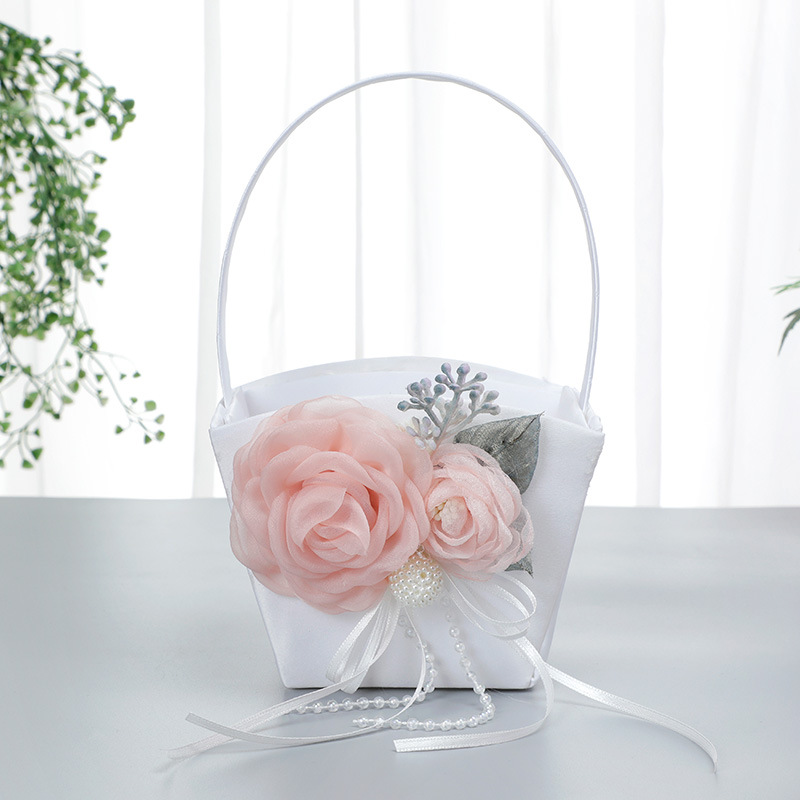 Western Wedding Supplies New Portable Simulation Flower Basket Decoration Ring Pillow Set display picture 5