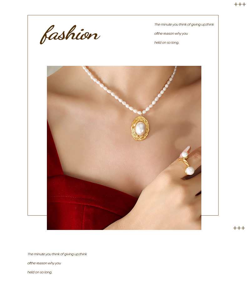 Beaded Chain Chain Type PVD Coated Real Gold Plated 18K Gold Oval 304 Stainless Steel Retro Waterproof Non Tarnish Earrings Necklace