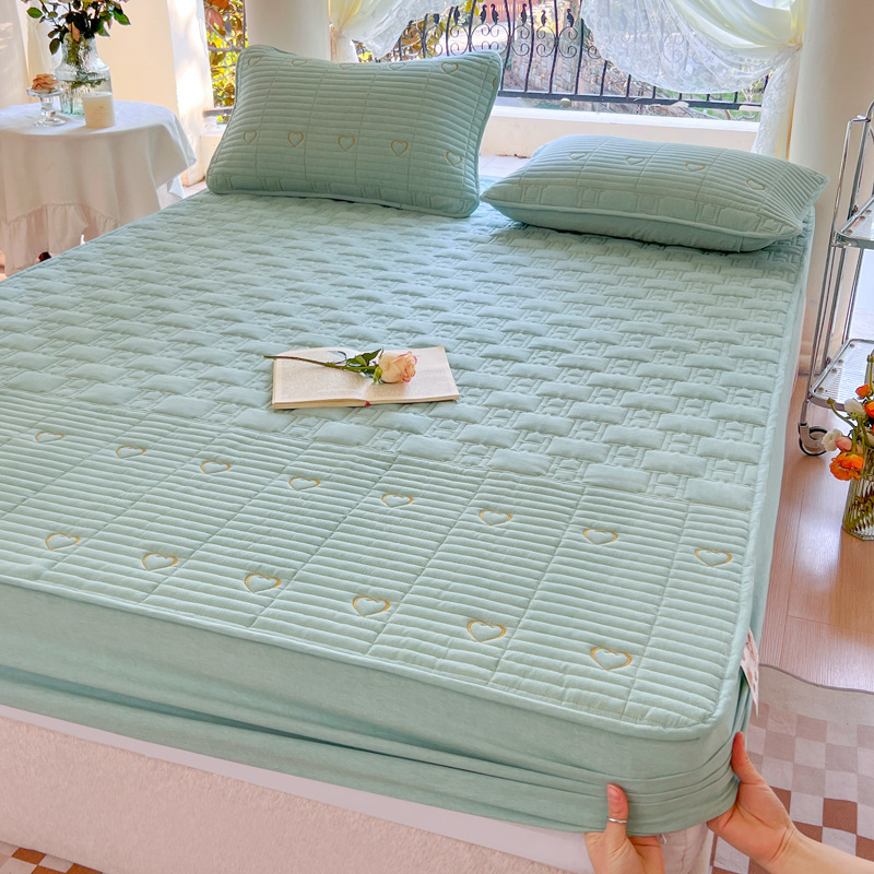 2024 nueva cubierta de cama a prueba de polvo, cubierta protectora de colchón acolchado con todo incluido, cama acolchada teñida con hilo de algodón universal de cuatro estaciones