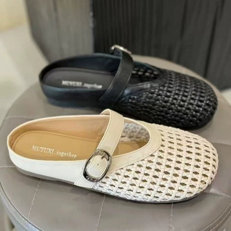Полая рыболовная сеть с крючком с одной полосой Mary Jen обувь женские 2025 новые круглые плоские балетные туфли