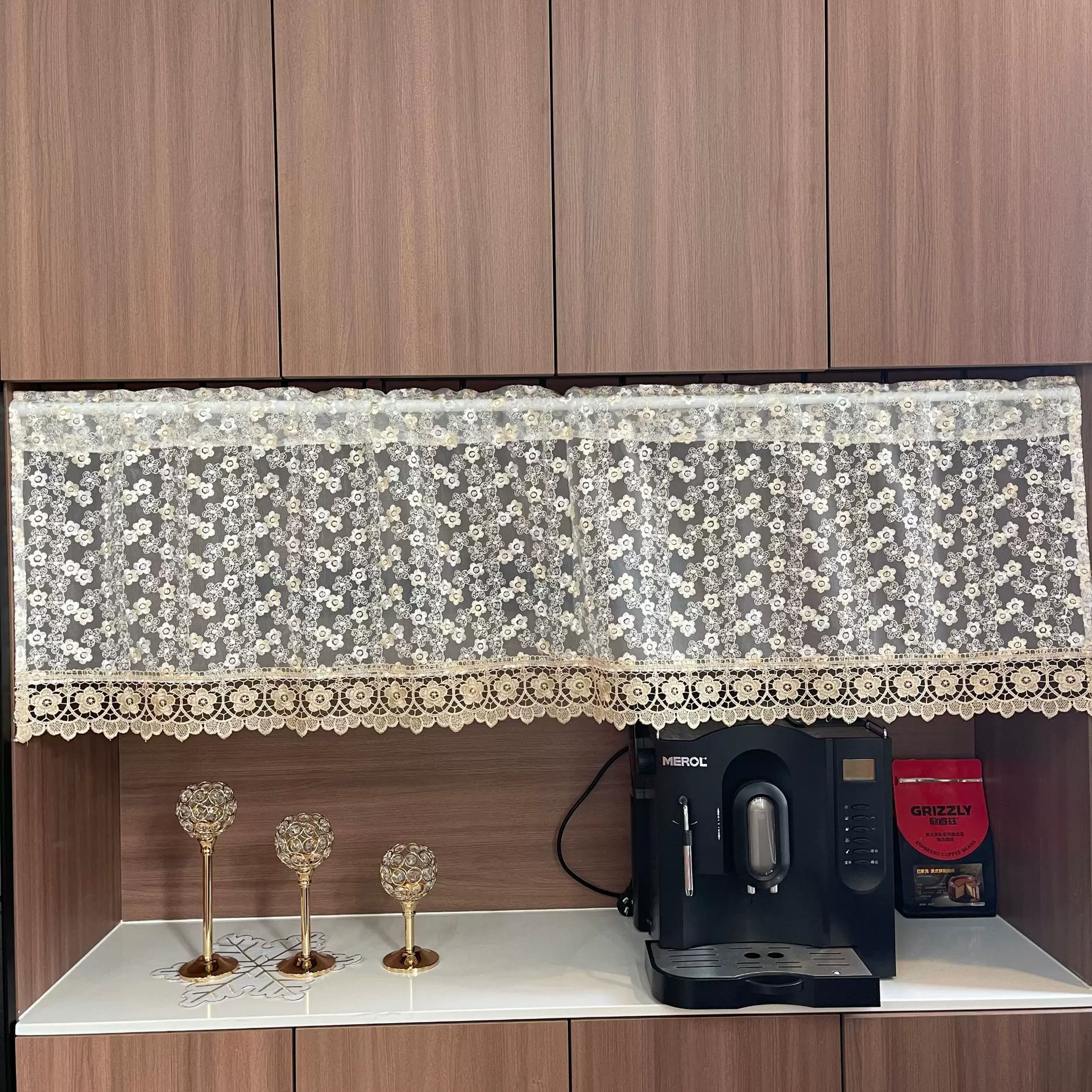 美式乡村半帘网纱遮光橱柜咖啡帘短帘小窗户防尘装饰布蕾丝窗帘