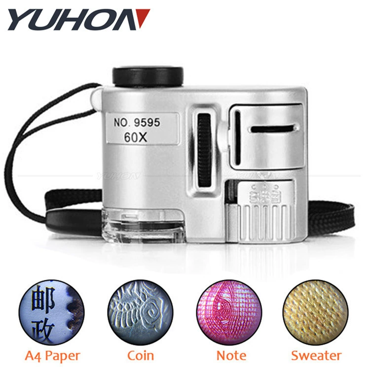Портативный 60-кратный светодиодный детектор денег свет мини-микроскоп чай золотой цветок ювелирные изделия антикварный фарфор идентификация увеличительное стекло
