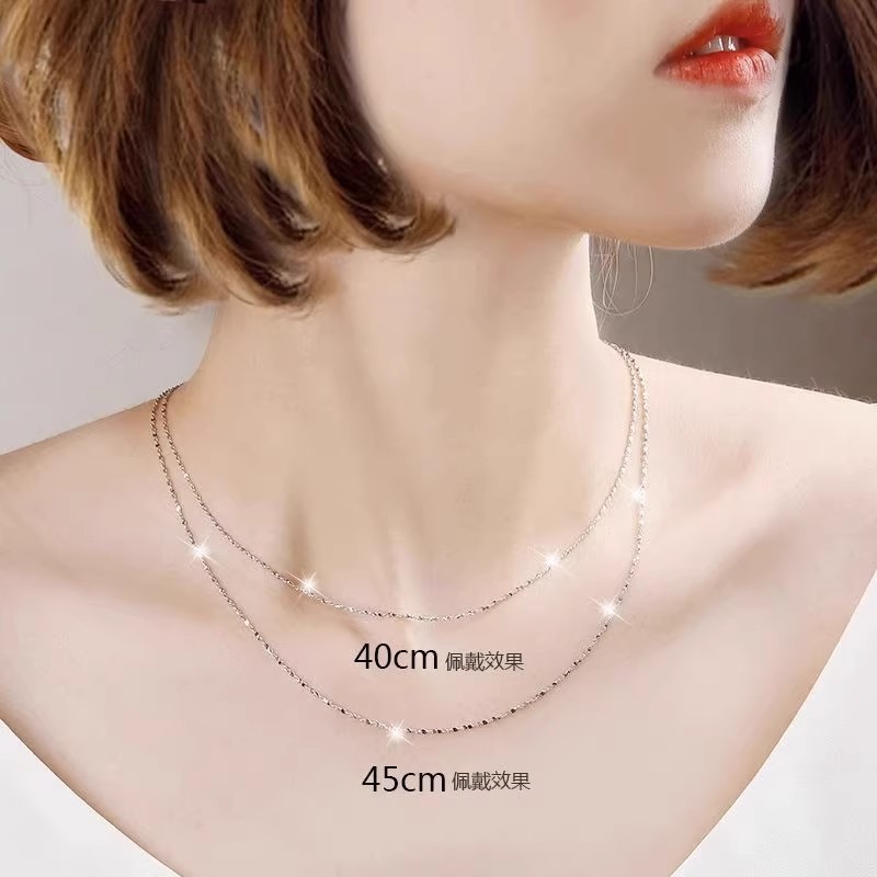 pt950 プラチナ ネックレス メンズ レディース 鎖骨チェーン 18K ホワイトゴールド ネックレス プレーンチェーン ネックレス ヌードチェーン 万能 ペンダントなし 正規品|undefined