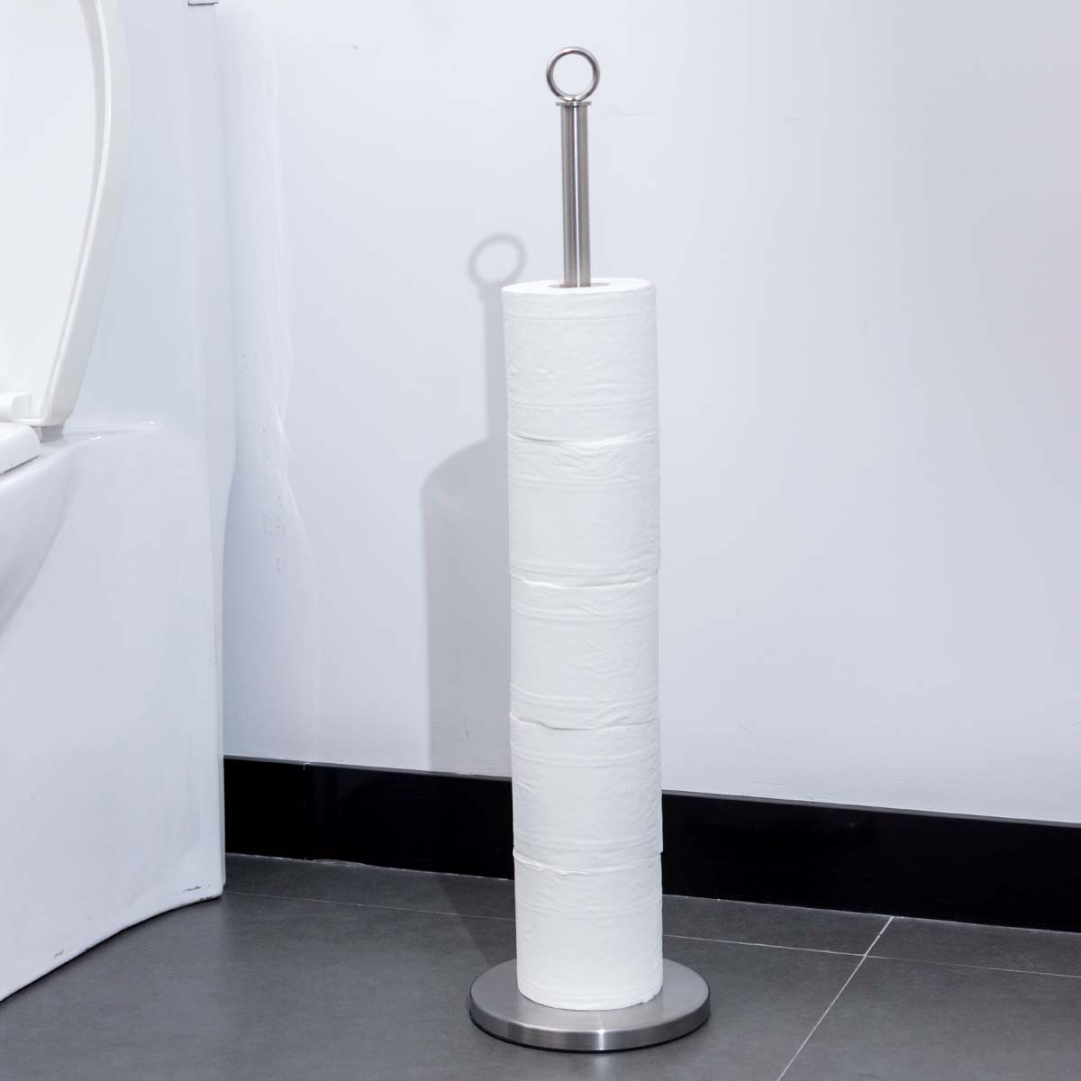 Acero inoxidable vertical estante de toallas de baño sin perforación estante de almacenamiento de toallas de papel caja de toallas de hotel rollos de toallas