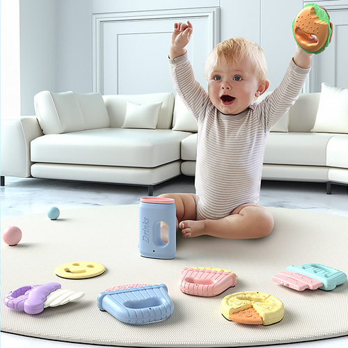 Baby Toy Rattles Crib Bells Baby Soothing Newborn Toys 0-3 Years Old Boys and Girls Teether Can Be Cooked in Water