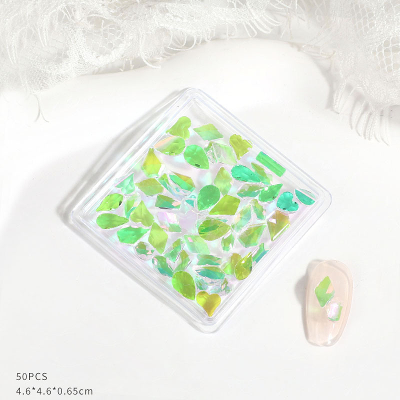 Explosión de accesorios de diamante aurora de manicuras en 2023 nuevo red mezclado medio círculo superbrillante decoración de uñas de piedra