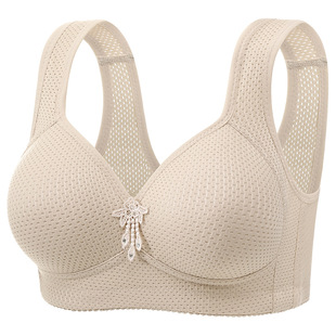 New plus size Hole Cup No Steel Rings Bra Comfortable Breathable Gather-up Para breasts Mother's Underwear Women's Big Chest Shows Small