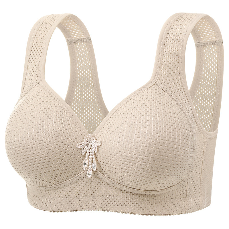 New plus size Hole Cup No Steel Rings Bra Comfortable Breathable Gather-up Para breasts Mother's Underwear Women's Big Chest Shows Small New plus size Hole Cup No Steel Rings Bra Comfortable Breathable Gather-up Para breasts Mother's Underwear Women's Big Chest Shows Small