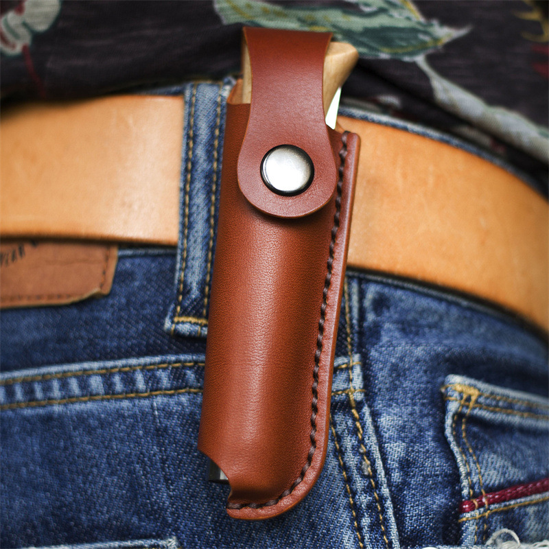 实用小刀刀套户外刀具皮革保护套可腰挂求生工具防身刀鞘防割皮套