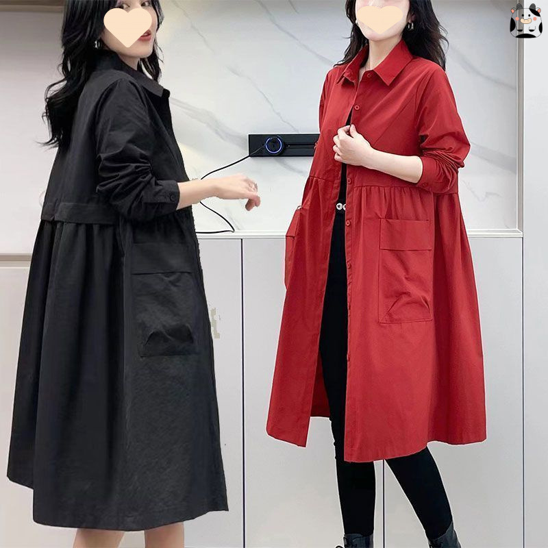 This Year's New Women's Windbreaker Mid-Length Beautiful Mother's Jacket Spring and Autumn Casual Versatile Loose Top