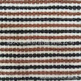 经编色织条纹提花针织面料 经编提花绉布时尚时装布料 可做再生