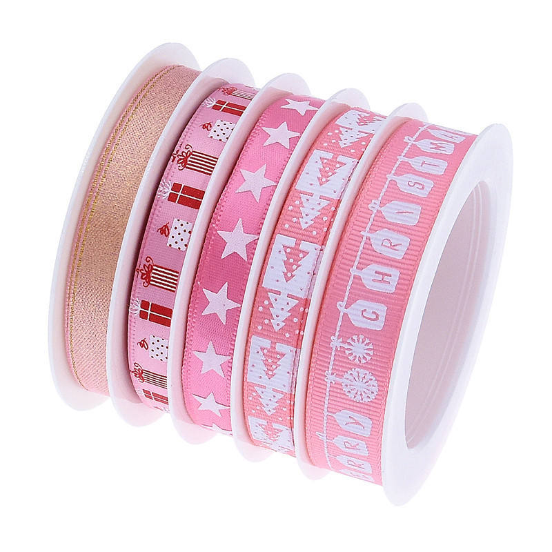 6 venta transfronteriza impresión de cinta de Navidad set caja de regalo festivales decoración caja de regalo embalaje cinta en stock 5m