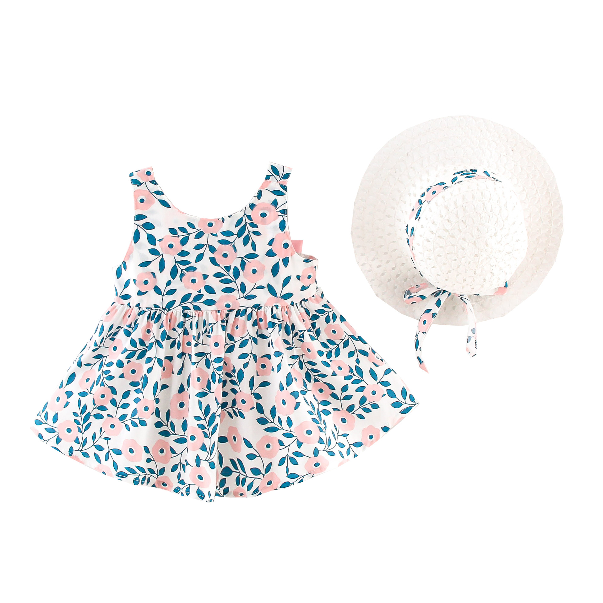 Summer cute solid color hat with bow flower-shaped